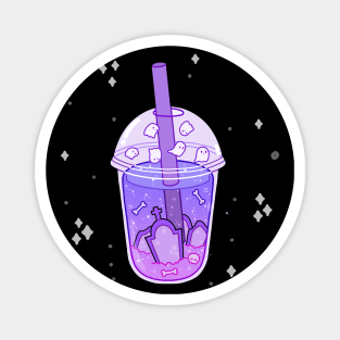 Graveyard boba tea with many ghosts Magnet